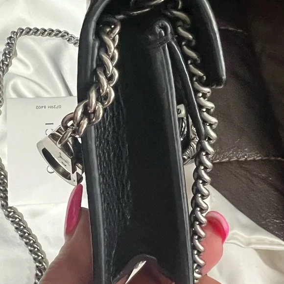 Gucci Black Leather Clutch with Silver Chain - Picture 6 of 8